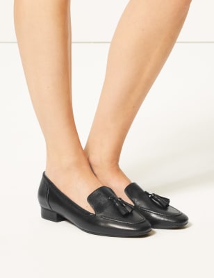 wide fit black loafers women's