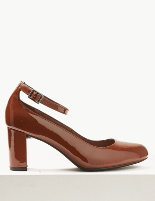 block heel court shoes with ankle strap