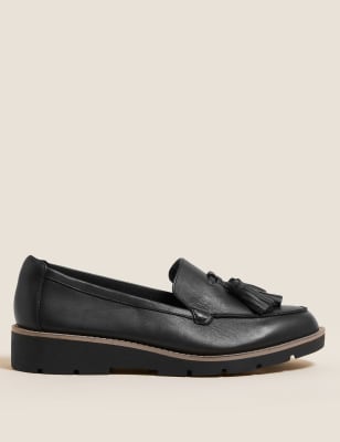 navy flatform loafers