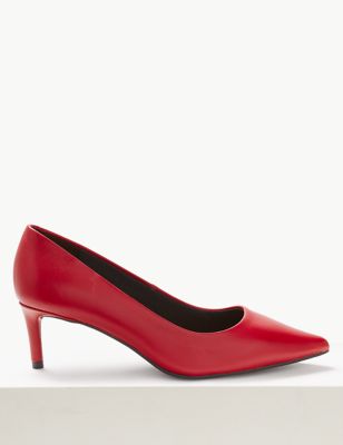 Wide Fit Leather Kitten Heel Court Shoes | M&S Collection | M&S