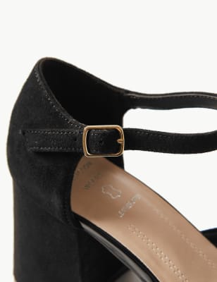 Suede block heel online court shoes