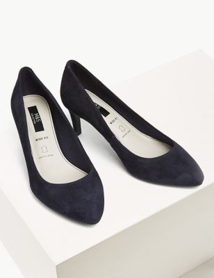 Wide Fit Suede Stiletto Heel Court Shoes