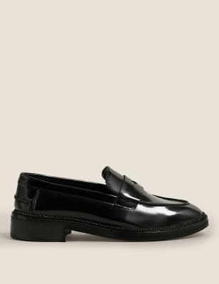 

M&S Collection Mocasines planos de ancho especial de pielWomens - Black, Black