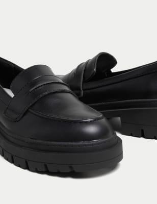 Wide Fit Slip On Flatform Loafers