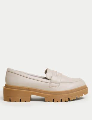 

M&S Collection Mocasines de ancho especial con plataforma plana sin cordonesWomens - White Mix, White Mix