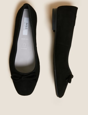 

M&S Collection Bailarinas de ancho especial de ante antimanchasWomens - Black, Black