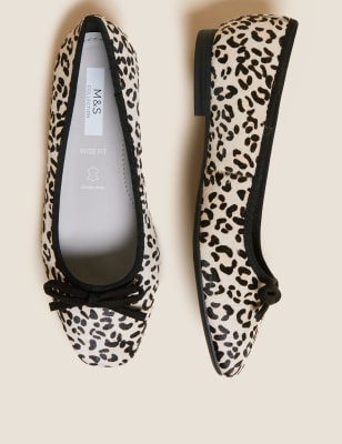 

M&S Collection Bailarinas con estampado de leopardo con lazo de ancho especialWomens - Brown Mix, Brown Mix
