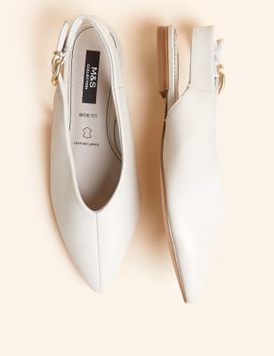 

Womens M&S Collection Wide Fit Leather Flat Slingback Shoes - Ivory, Ivory