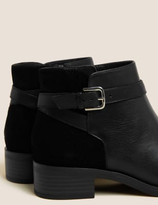 Wide Fit Leather Block Heel Ankle Boots