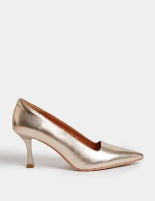 Gold leather 2024 court shoes