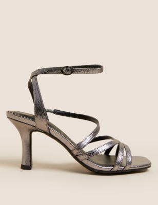 Dark silver strappy on sale heels