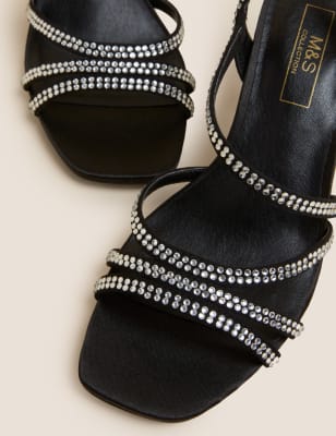 Black strappy heels for wide feet hot sale