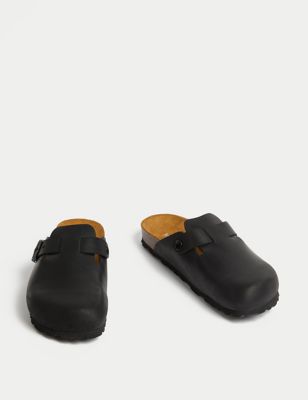 Leather Flat Clogs