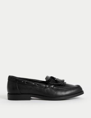 M&S Women's Tassel Bow Flat Loafers - 3 - Black, Black