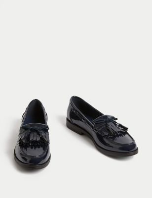 Patent Tassel Bow Loafers