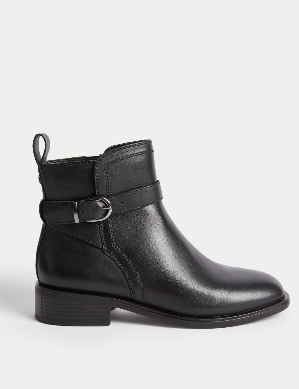 Leather Buckle Flatform Ankle Boots