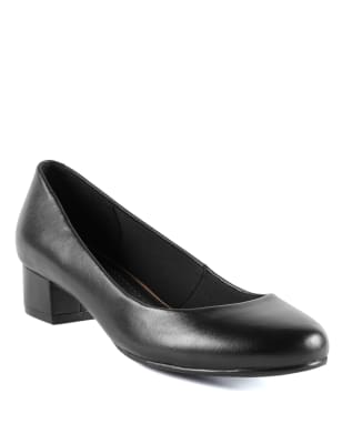 block heel court shoes leather