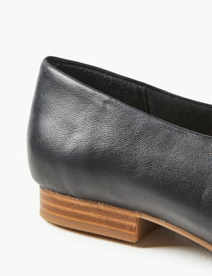 m&s leather high cut ballerina pumps