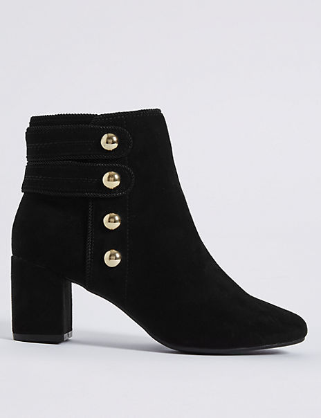 Wide Fit Block Heel Four Button Ankle Boots | M&S Collection | M&S