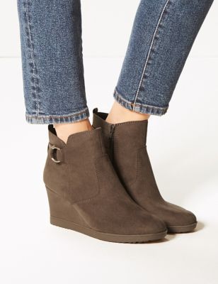 wide fit wedge ankle boots