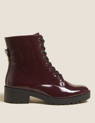 

M&S Collection Botines de ancho especial con cordonesWomens - Burgundy, Burgundy