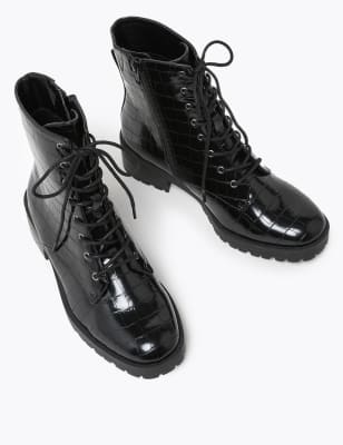 Wide Fit Lace Up Ankle Boots | M\u0026S 