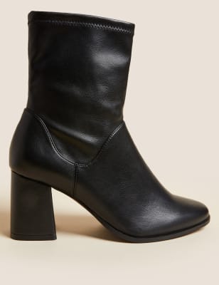 

Womens M&S Collection Stiefeletten mit Blockabsatz und weiter Fußbreite - Black, Black