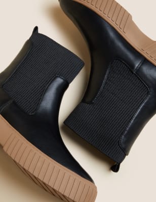 

M&S Collection Botines Chelsea de ancho especial y plataforma planaWomens - Black, Black