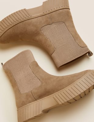 

Womens M&S Collection Flache Chelsea-Stiefeletten mit weiter Passform - Sand, Sand