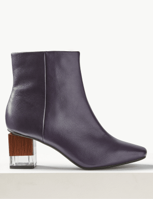 Feature Heel Leather Ankle Boots | M&S Collection | M&S