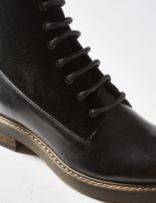 Leather Lace-up Ankle Boots