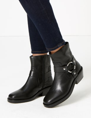 Leather Stirrup Ankle Boots