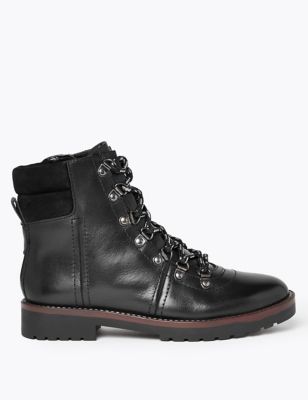 m&s black leather boots