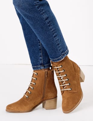 m&s blue suede ankle boots