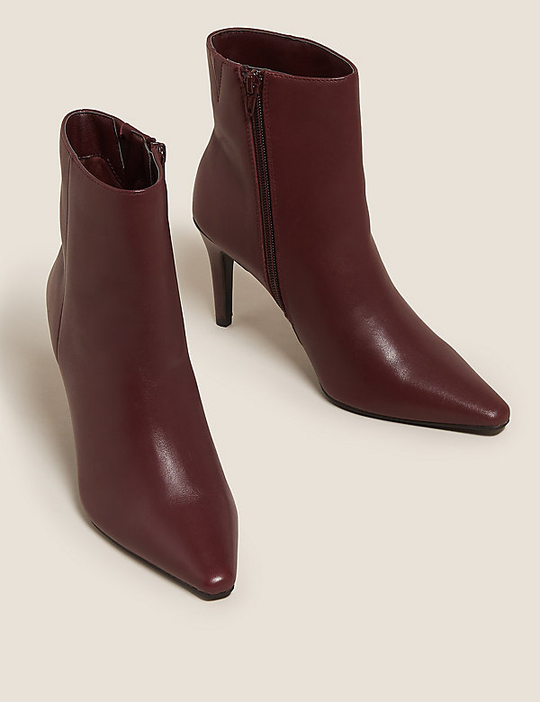 Leather Stiletto Heel Ankle Boots - DE
