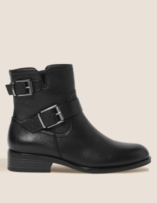 

Womens M&S Collection Leather Biker Boots - Black, Black