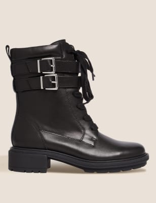 chunky buckle ankle boots
