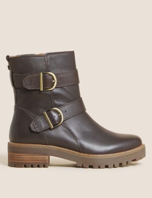 

Per Una Botines biker de piel con hebillaWomens - Chocolate, Chocolate