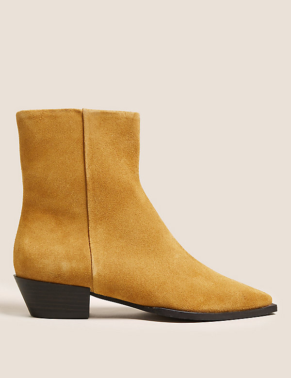 Suede Western Chisel Toe Ankle Boots