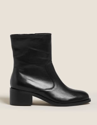 

M&S Collection Botines de piel con tacón en bloqueWomens - Black, Black