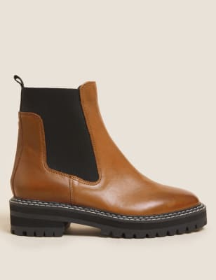 

M&S Collection Botines Chelsea grandes de pielWomens - Tan, Tan