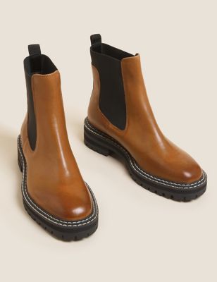 M&S Womens The Chunky Leather Chelsea Boots