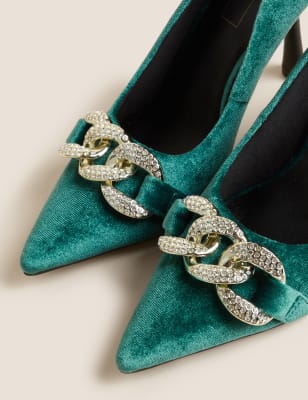 

Womens M&S Collection Velvet Stiletto Heel Pointed Court Shoes - Bottle Green, Bottle Green