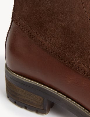 

Womens M&S Collection Leather Block Heel Ankle Boots - Chocolate, Chocolate