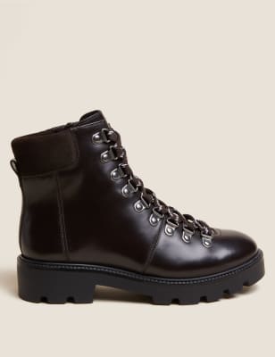 

M&S Collection Botines de piel con cordones para excursionistasWomens - Chocolate, Chocolate