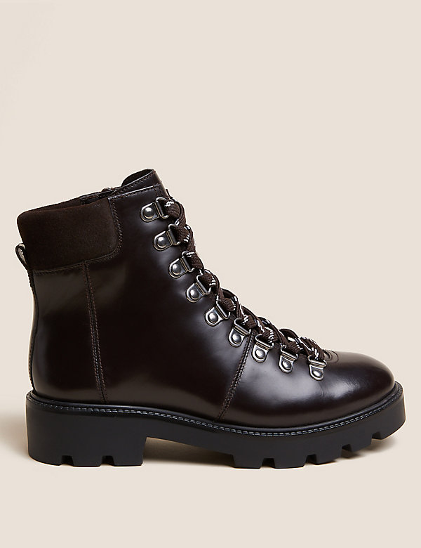 Leather Hiker Lace Up Ankle Boots