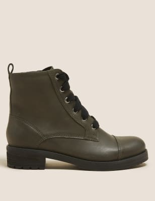 

Womens M&S Collection Leather Lace Up Ankle Boots - Khaki, Khaki