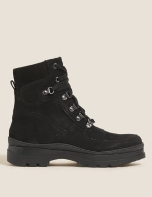 

Womens M&S Collection Suede Water Repellent Lace Up Ankle Boots - Black, Black