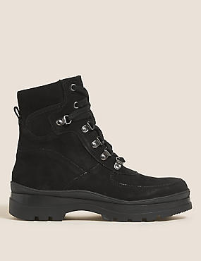Suede Water Repellent Lace Up Ankle Boots
