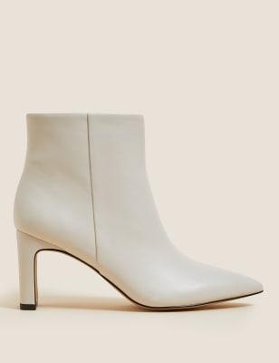 

Womens M&S Collection Leather Statement Pointed Ankle Boots - White, White
